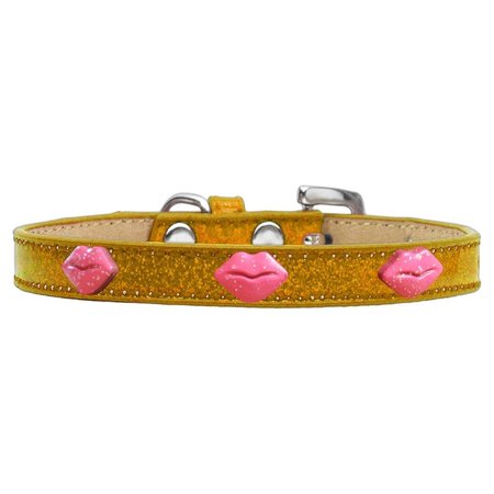 MIRAGE PET PRODUCTS Pink Glitter Lips Widget Dog CollarGold Ice Cream Size 12 633-9 GD12